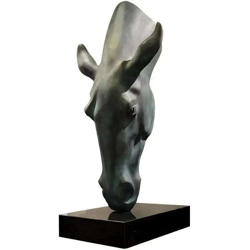 Заводская изготовленная на заказ смола скульптура голова лошади скульптура из стекловолокна животных статуи для украшения зала