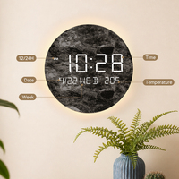 Jam Dinding Pintar Modern Elektronik Bulat dengan Tampilan Tanggal, Hari, Bulan, Lampu, Alarm, dan Ambient Light untuk Dekorasi Rumah