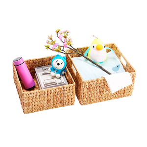 Factory custom set of 2 seagrass storage box rattan wicker weave fruit picnic basket