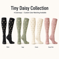 Chaussettes de compression personnalisées Daisy pour femmes, hauteur genou, 15-20 20-30 mmHg, motif floral jacquard, chaussettes de soutien, OEM ODM Marque privée