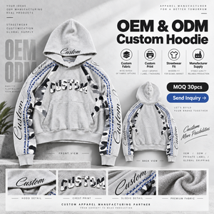 Felpa con Cappuccio Oversize Unisex con Motivo Mimetico Patchwork, Stampa Ricamata Personalizzata, Stile Vintage Streetwear, Produzione all'Ingrosso - Product Image 2