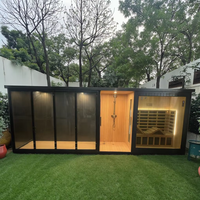Sauna extérieur de luxe moderne en bois massif, grande taille, pour 4 personnes, avec contrôle informatique, bain à remous pour villa ou appartement
