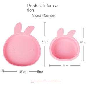 Assiette à dîner pour enfant, vaisselle en silicone pour bébé, forme d'ours, ventouse en silicone platine pour les mariages, boîte emballée pour la nourriture pour bébé - Product Image 1
