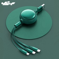 Kabel Pengisi Daya Usb 3 In 1, Kabel Data untuk Iphone IOS/Tipe-c/Android Bisa Ditarik