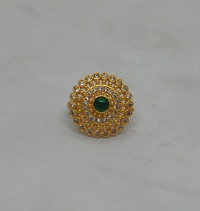 Exquisite Round Green <b>Crystal</b> <b>Ring</b> Gold Plated Layered Halo Cubic Zirconia Statement <b>Ring</b> Ethnic Fashion Jewelry Wholesale - Product Image 1