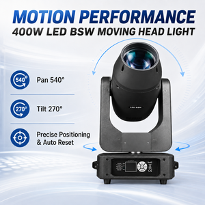 ไฟหัวขยับ LED RGBW 3-in-1 BSW 400W CMY CTO แบบลำแสง สปอต และวอช DMX512 สำหรับคอนเสิร์ต เวที และโรงละคร - Product Image 6