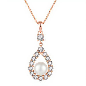 שרשרת פנינים וכסף שרשרת פנינים וזהב בצורת טיפה של נשים בצורת תליון 8 מ "מ - Product Image 2