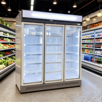 Kulkas Marmer Pintar Mewah dengan Layar, Pendingin Minuman 3 Pintu Sistem Kipas untuk Penggunaan Ritel Supermarket