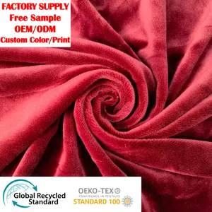 Fábrica de Amostra Grátis Spandex Super Soft Velvet Tecido Vermelho Stretch Velvet Tecido 180-280gsm