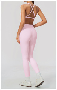 Women Blue Striped Casual Sporty 2 Piece Set Sleeveless Halter Short Full <b>Leggings</b> Breathable Knitted Polyester Spring/Summer - Product Image 4