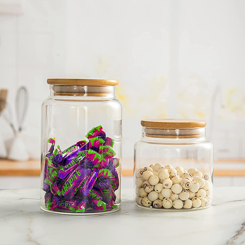 OEM Low Price Custom Borosilicate Glass Large Food Storage Jars Borosilicate Glass Sealed Storage Jar
