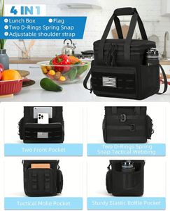 Sac isotherme tactique grande capacité à double compartiment extensible avec système MOLLE, sac à déjeuner souple et étanche - Product Image 2