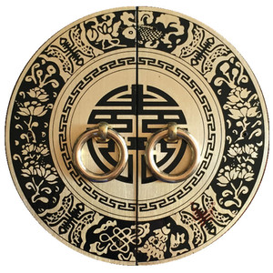 Chinese Antique Style Brass Cabinet Handle Round Double Happiness Character Door <b>Knob</b> For Wardrobe Cabinet Doors - Product Image 1