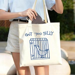 กระเป๋าผ้าแคนวาสรักษ์โลก ขนาดใหญ่ ใส่ของได้เยอะ แบบเปิดด้านบน พกพาสะดวก ลายพิมพ์น่ารัก ใช้ซ้ำได้ เหมาะเป็นของขวัญ - Product Image 3