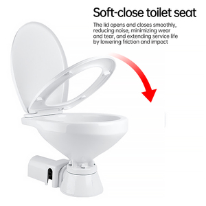 Inodoro Marino Eléctrico Horizontal Seaflo 12V 24V con Taza de Cerámica y <span class=keywords><strong>Asiento</strong></span> de Cierre Suave, Ahorro de Agua - Product Image 4