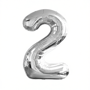 Party Love <b>Silver</b> Number 2 <b>Balloon</b> 80cm Foil Birthday Party Decoration - Product Image 3