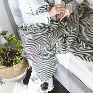 Nordic Luxury 100% Cotton <strong>Throw</strong> <strong>Blanket</strong> <strong>Black</strong> and White Geometric Pattern Super Soft Knit Western Style Home Decor - Product Image 4