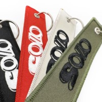 Porte-clés personnalisé en tissu coloré brodé, étiquette tissée, logo personnalisé, étiquette de mode, jet tag, broderie, anneau porte-clés