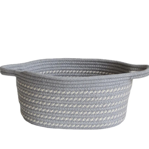 Cestino portaoggetti intrecciato in cotone, materiale in tessuto verde fatto a mano, <span class=keywords><strong>scatola</strong></span> di cestini di frutta <span class=keywords><strong>da</strong></span> <span class=keywords><strong>scrivania</strong></span> di medie dimensioni - Product Image 3