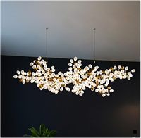 Lustre LED moderne décoratif en verre artistique et métal, réglable en hauteur, pour hôtel et salon