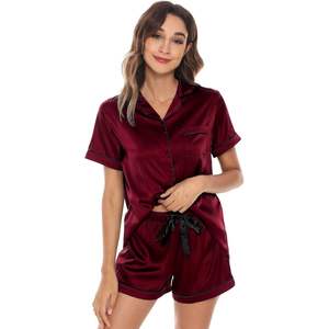 Women's Silk Pajamas Short <b>Pyjama</b> <b>Sets</b> Women's Summer Silk <b>Satin</b> Sleepwear Custom Sexy Loungewear Pj <b>Sets</b> Wholesale - Product Image 4
