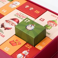 Boîte de calendrier de Noël personnalisée Matériau en carton vide Oeuvre de fête Facile à remplir Emballage cadeau de vacances