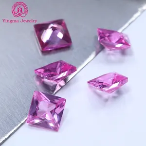 Yingma venta directa de fábrica gemas sueltas de rubí corindón forma cuadrada 7*7mm 2 # piedras de corindón sintético de color rosa para ajuste de cera