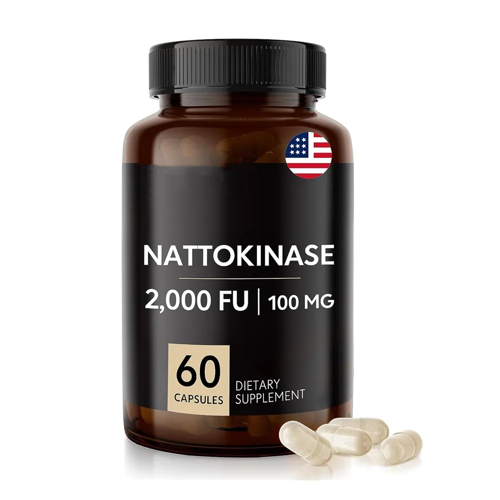 Cápsulas de Nattokinase de absorción ultra alta, actividad enzimática de Polvo puro de Nattokinase para soporte de salud cardiovascular