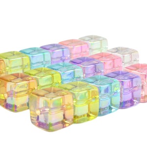 100pcsg/túi 12mm Acrylic Pha lê đá khối thẳng lỗ vuông hạt DIY hạt vòng đeo tay vòng cổ trang sức làm phụ kiện - Product Image 5