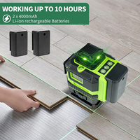 Niveau laser vert 4D 4x360 auto-nivelant industriel/DIY, 16 lignes, précision 1 mm, batterie au lithium, utilisation intérieure/extérieure