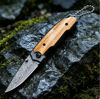 Couteau de poche pliable portable EDC pour le camping avec lame en acier 3CR13 et manche en bois de zèbre