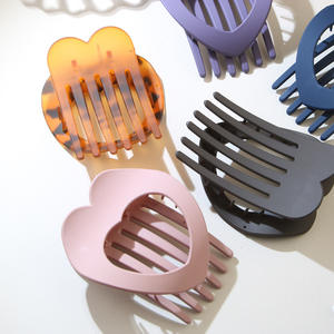 Pinces à cheveux en forme de cœur creux, élastiques à cheveux en plastique sans couture pour filles, accessoires capillaires tendance de style coréen - Product Image 5