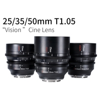 Objectif cinéma manuel à grande ouverture 7artisans Vision 25/35/50 mm T1.05 pour appareils photo RED Sony FX3 GH5 Fuji XT4 S35 APS-C