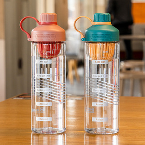 Botella de agua de 550 ml, botella de agua deportiva de gran capacidad, botellas portátiles para beber durante el viaje, fitness y deportes, con marcador de tiempo - Product Image 2
