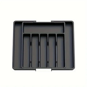 Plateau à ustensiles extensible Rangement réglable en plastique pour cuillères Fourchettes Couteaux <span class=keywords><strong>Couverts</strong></span> Vaisselle Tiroir Boîte de rangement - Product Image 1