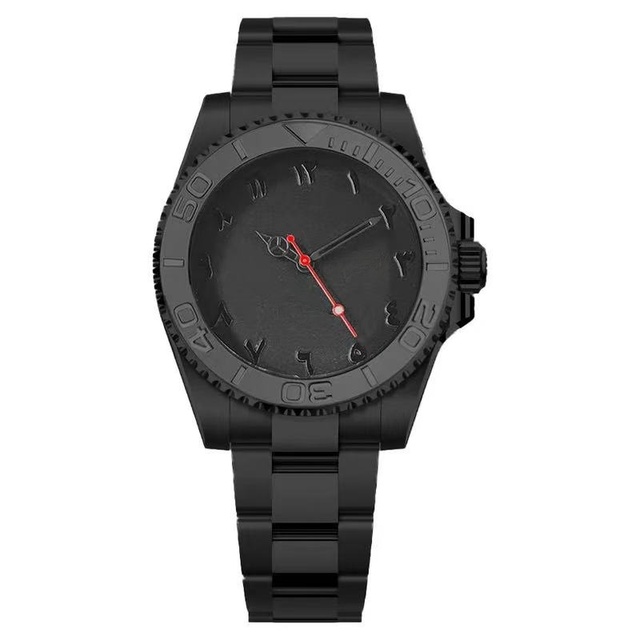 Custom PVD IP Plating Quartz Stainless Steel Matte Black Arabic Dial Korean Simple 20mm Limited Edition Watch for Men
