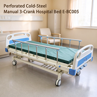 Lit d'hôpital manuel à 3 manivelles E-BC005, hauteur réglable, avec levage des pieds et du dossier, accessoires optionnels pour la tête et les pieds du lit en ABS