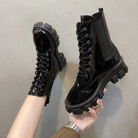 Bottes pour femmes à la mode, noires, courtes, à talon épais, grande taille