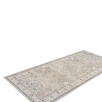 Washable Entryway 3x7 Runner Rug Farmhouse Floral Pattern Polyester Water Resistant Non-Slip Soft Wide Indoor Rug (Beige)
