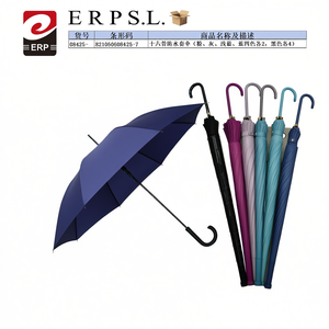 Parapluie droit imperméable à 12 baleines, design classique de voyage, en nylon, couleurs mélangées, 12 parapluies moyens en boîte - Product Image 2