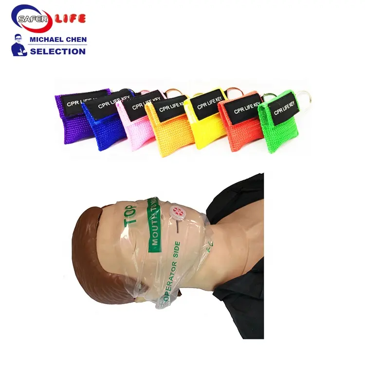 Saferlife Medical manikin use One way valve Disposable CPR keychain face shield LIFE KEY