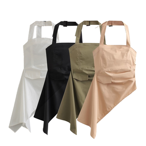 Top sans manches pour femme, décontracté, tendance, en tissu respirant, plissé asymétrique, uni, 4 coloris - Product Image 1