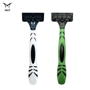 Hojas de afeitar curvadas de acero inoxidable de seis capas con parte trasera abierta MKR, amigables con la piel, con tira lubricante de <span class=keywords><strong>aloe</strong></span> <span class=keywords><strong>vera</strong></span> y vitamina E, herramienta de afeitado para piel sensible - Product Image 1