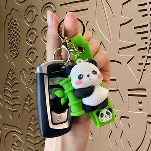 Wholesale Cute 3D PVC Keychain Cartoon Bamboo Giant <b>Panda</b> Holding Backpack Accessories Car Hanging Ornaments Small <b>Gifts</b> - Product Image 4
