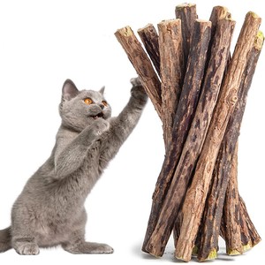 Gran oferta, juguetes de hierba gatera de madera Natural sin procesar, palos para masticar Silvervine Matatabi, movimiento interactivo, juguete para masticar dientes de gato para mascotas - Product Image 1