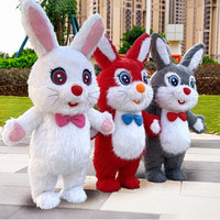 QUTENG Costume de mascotte gonflable en peluche lapin rouge mignon de 2,6 m en coton pour événements Mardi Gras/Carnaval, unisexe pour adultes
