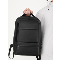 Sac à dos pour ordinateur portable étudiant, tendance et durable, en tissu Oxford noir imperméable, avec port USB et sangle à coussin d'air, unisexe - Grande Vente
