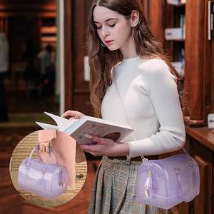 Sac à main d'é<span class=keywords><strong>t</strong></span>é <span class=keywords><strong>en</strong></span> PVC transparent pour femme, sac à bandoulière structuré avec poignée coussinée, couleur bonbon et paillettes - Product Image 2