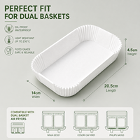 Feuilles de cuisson rectangulaires pour friteuse à air, 300 pièces, blanches, en gros, jetables, en papier sulfurisé antiadhésif 20,5x14cm pour la cuisson commerciale