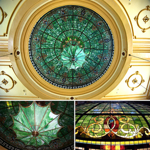 Plafonnier en verre teinté vert, luminaire en verre Tiffany, dôme en verre mosaïque, <span class=keywords><strong>plafond</strong></span> décoratif en verre teinté, toit en verre teinté - Product Image 4